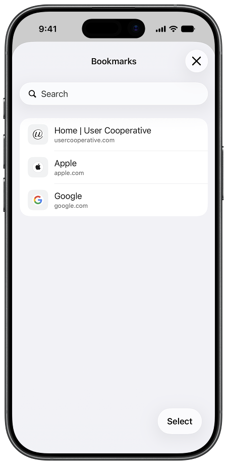 Surge for iPhone bookmarks