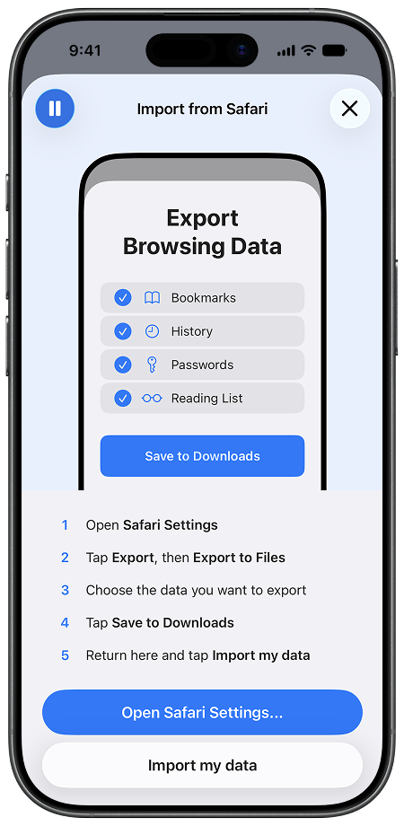 Importing from Safari into Surge for iPhone