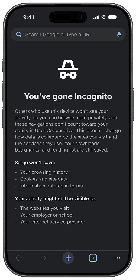 Surge for iPhone incognito mode