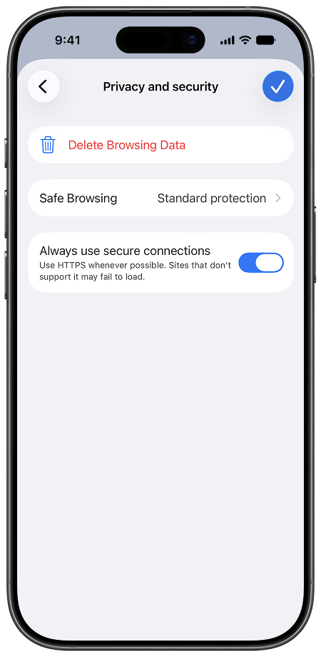 Surge for iPhone privacy and security settings