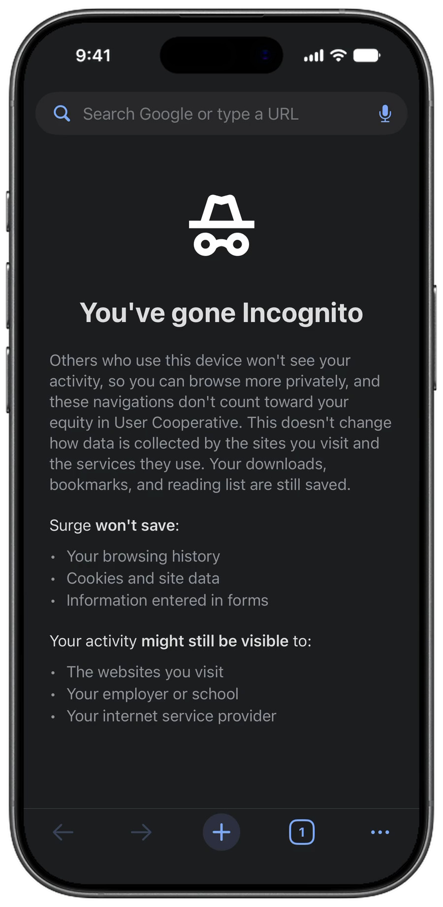Choosing a search engine in Surge for iPhone: Google, Bing, DuckDuckGo or Yahoo