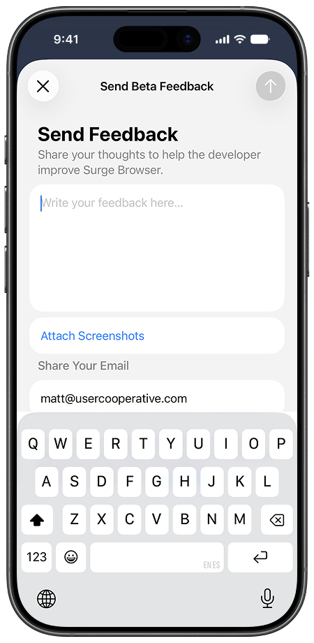 Submitting the TestFlight feedback form