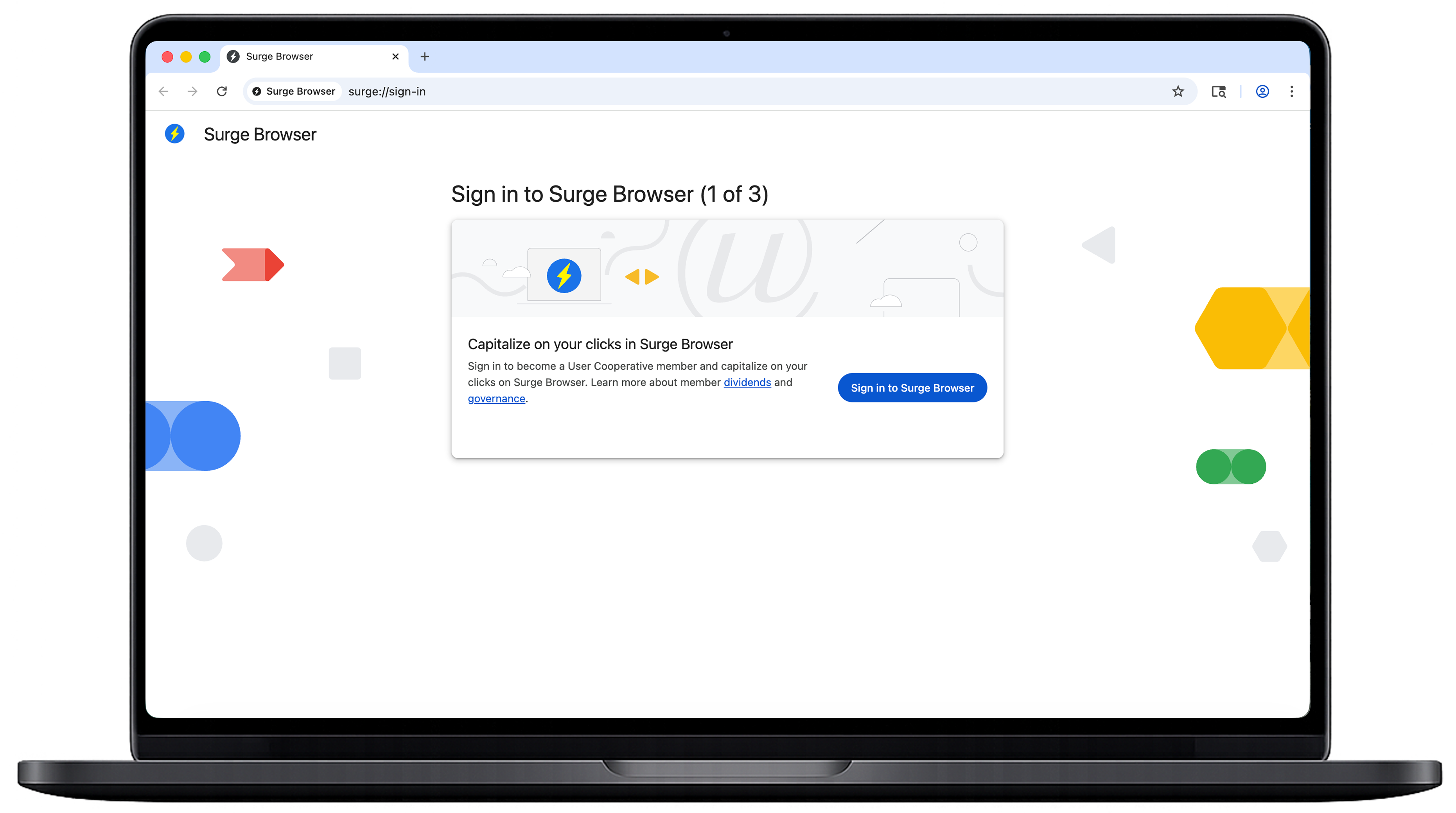 Surge Browser sign-in screen