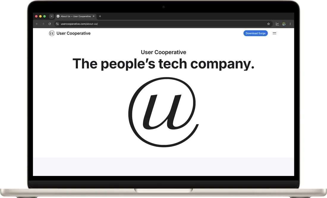 usercooperative.com's About Us page in Surge for Mac in dark mode